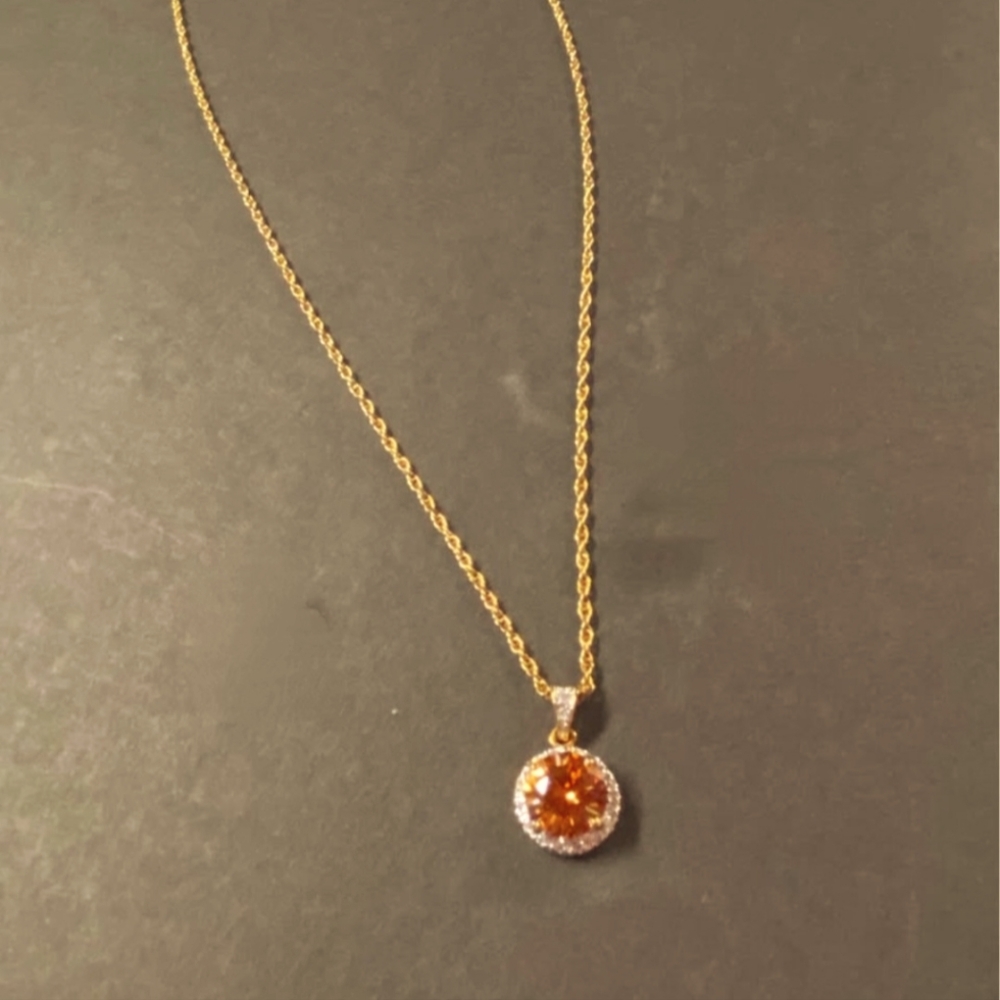 Vintage Citrine with Diamond Halo and Bail Pendant. 14k White Gold. Orig.$1500